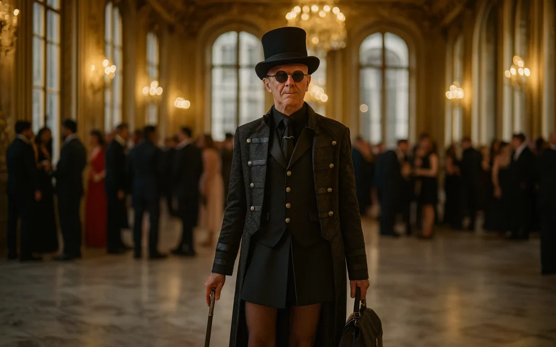 Mentaliste à Paris en costume officiel dans un salon de réception parisien élégant